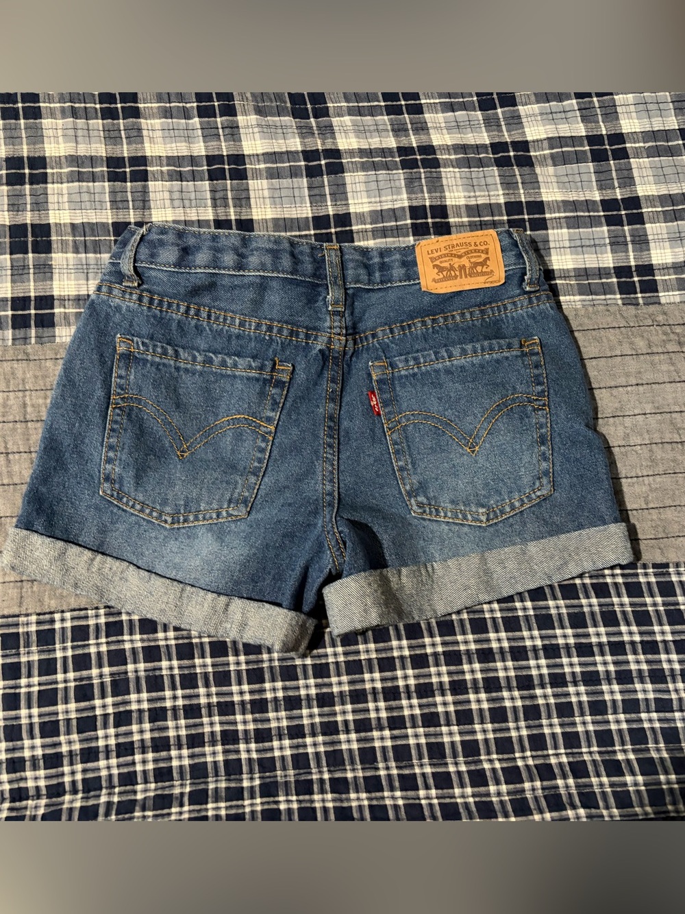 Levi's Medium Blue Rolled Cuff Denim Shorts